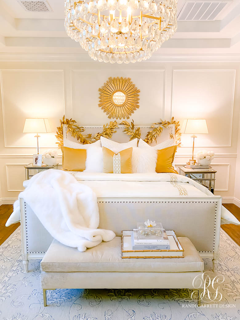 White + Gold Glam Christmas Bedroom