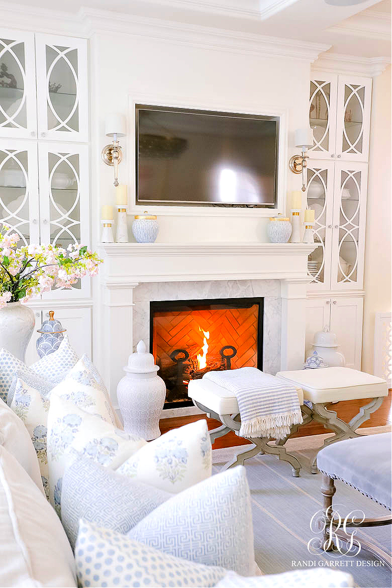 white fireplace bookcases