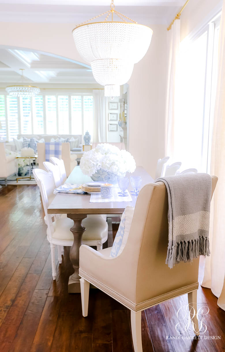 blue and white dining table