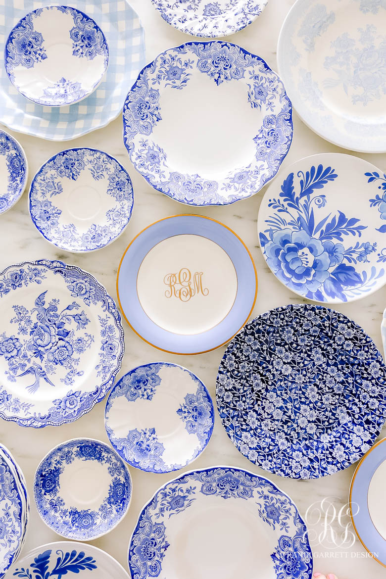 blue and white dishes