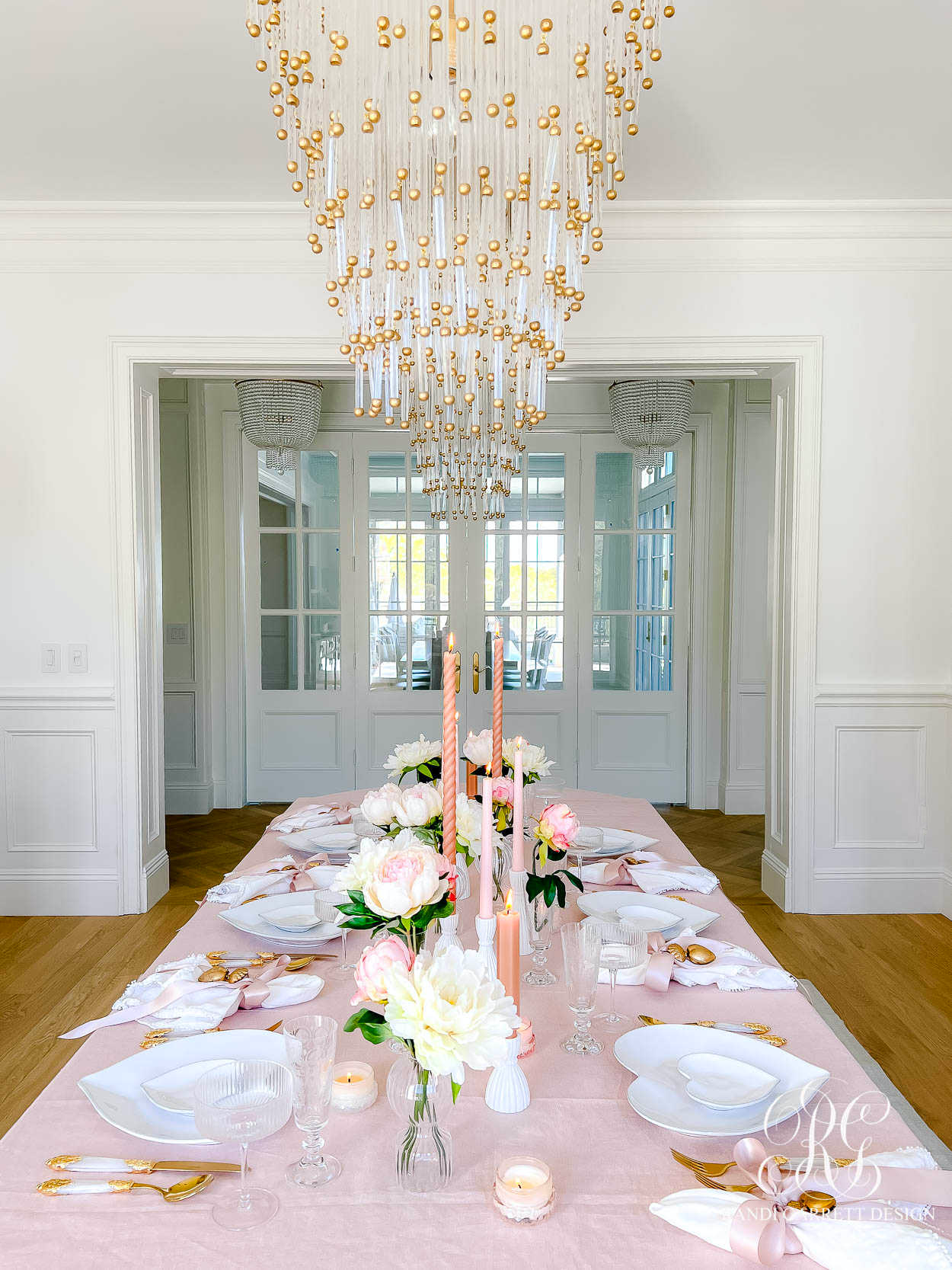 Pink peony Valentine's day table