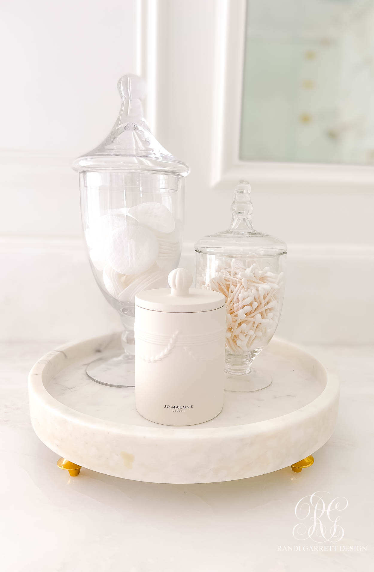 marble footed tray bathroom decor