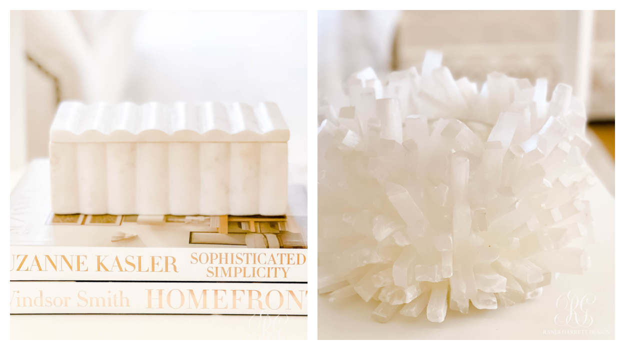 marble fluted box selenite candle holder