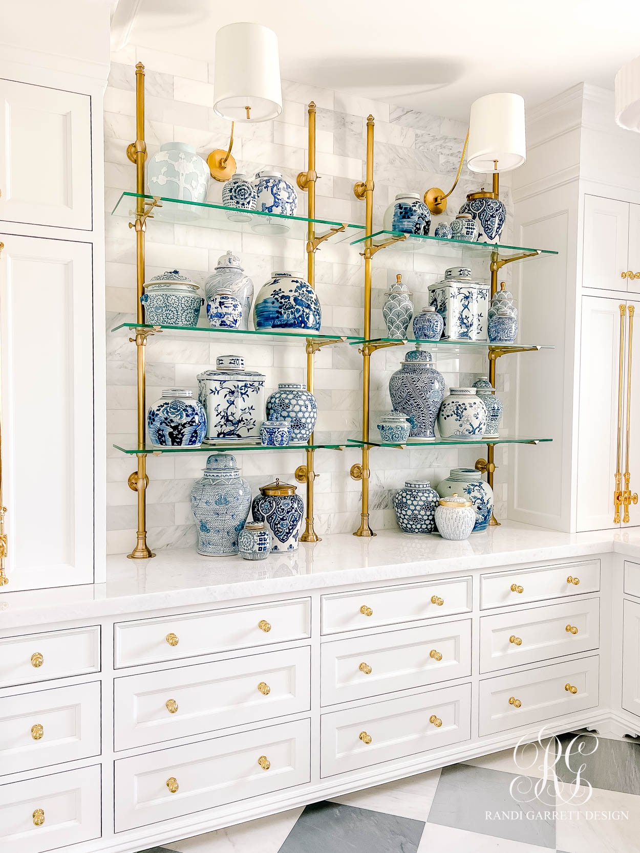 The Wren's Butler's Pantry Reveal french bistro shelves ginger jars