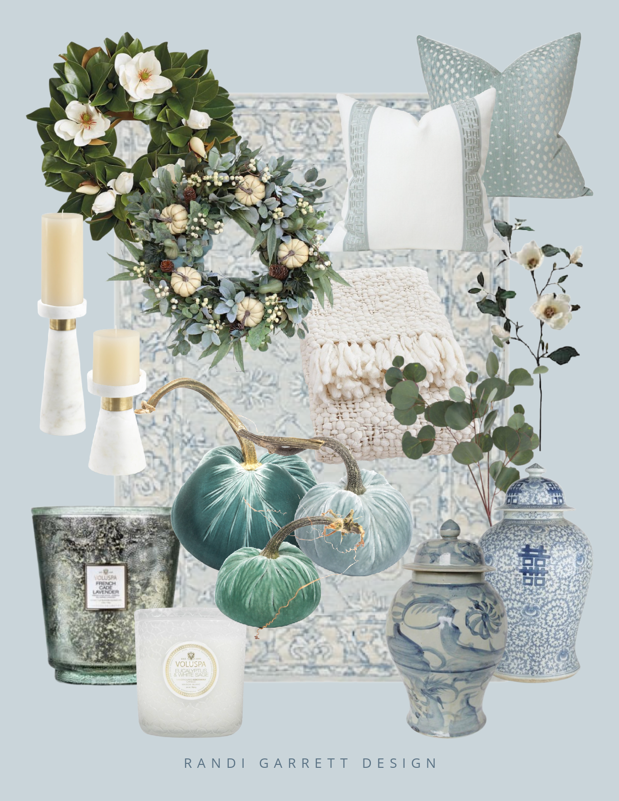 Blue + Green Fall Decor Ideas