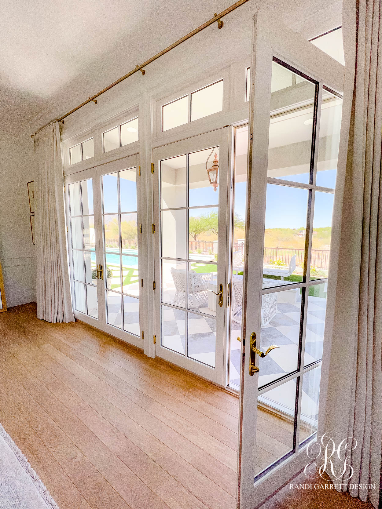 French doors with transom windows