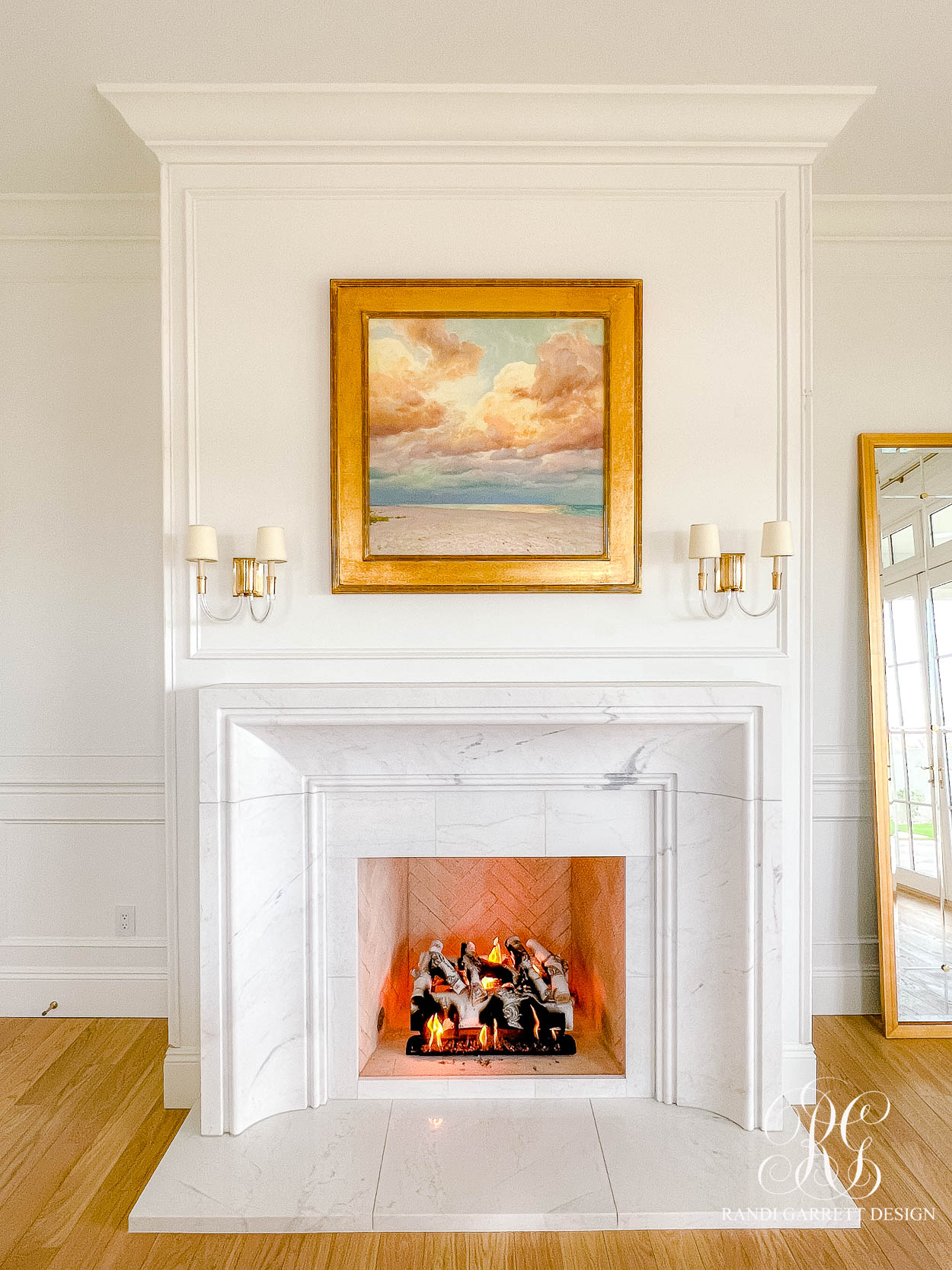 Marble fireplace mantel herringbone fireplace