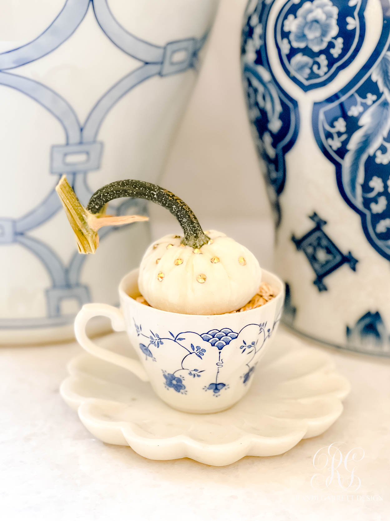 pumpkin teacup arrangment 