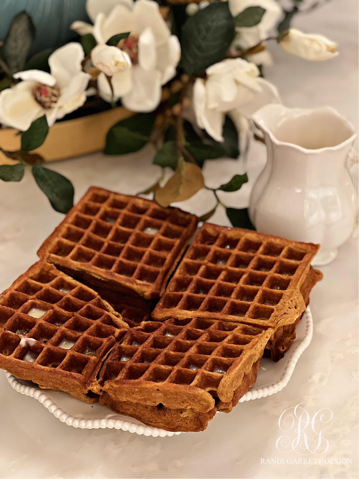 Pumpkin Waffle Recipe + Homemade Buttermilk Syrup