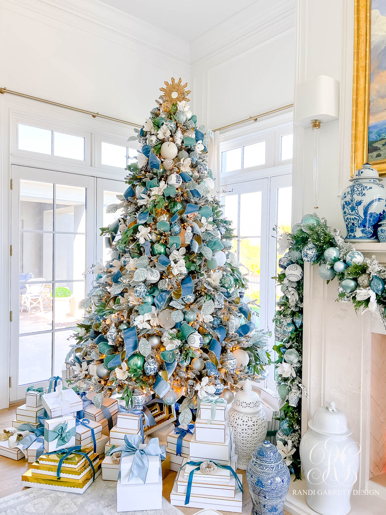 Blue and White Christmas tree