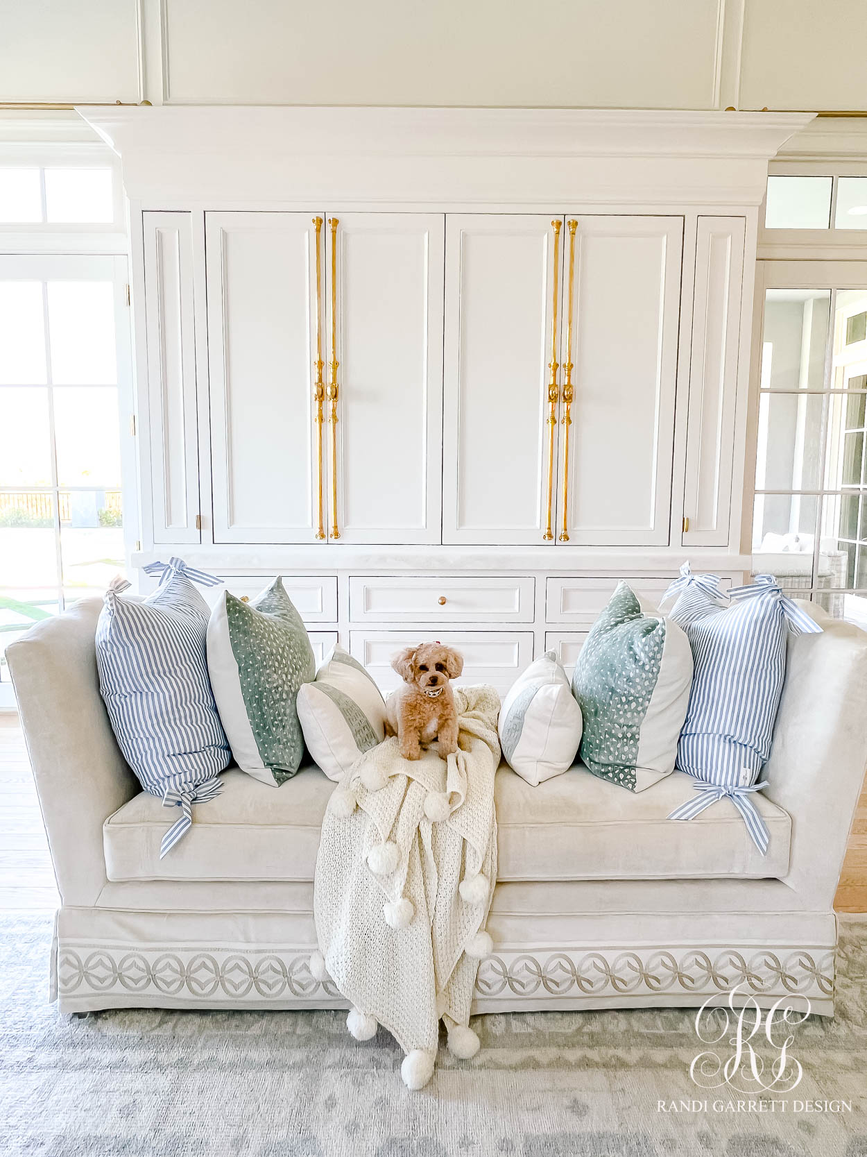 Blue and White Christmas Family Room