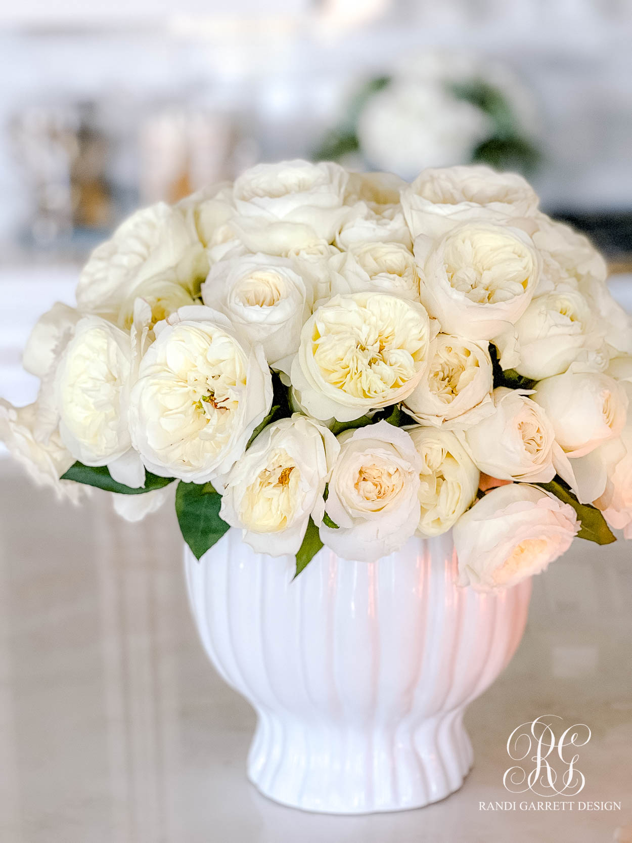 white rose arrangement