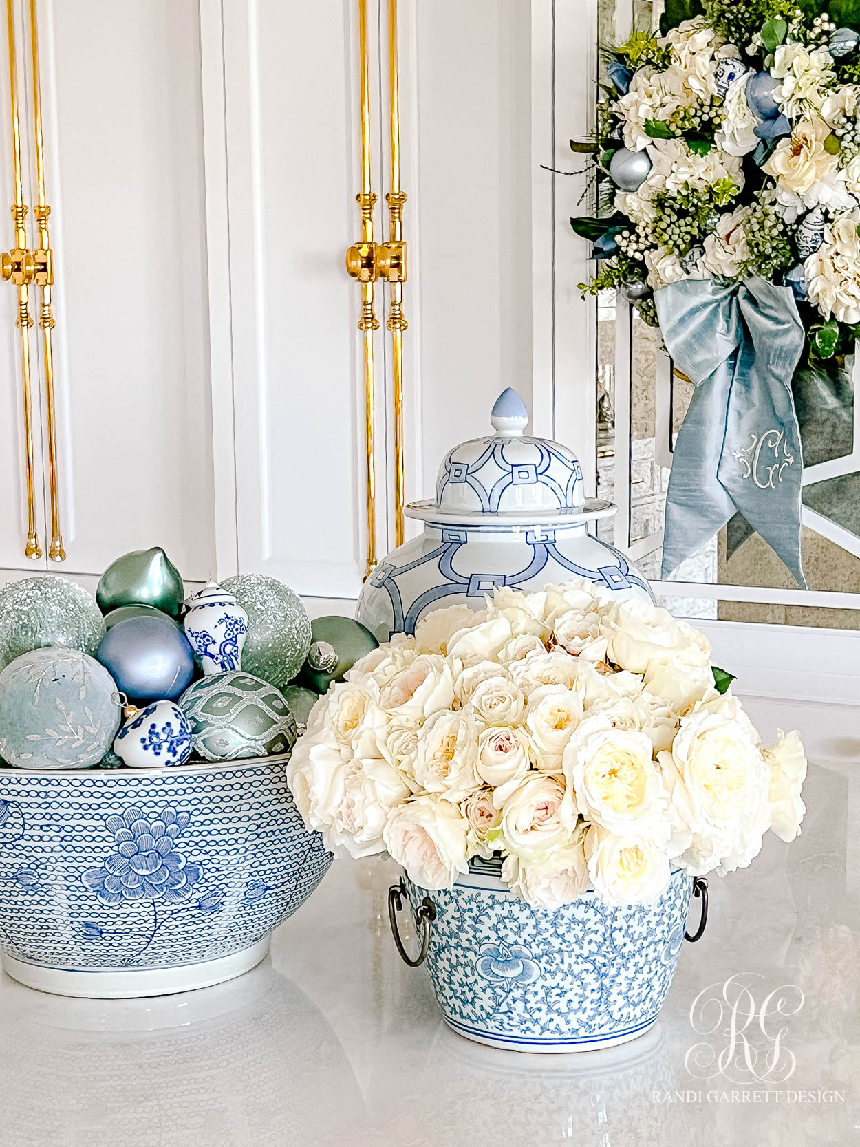 Blue and White Christmas Kitchen