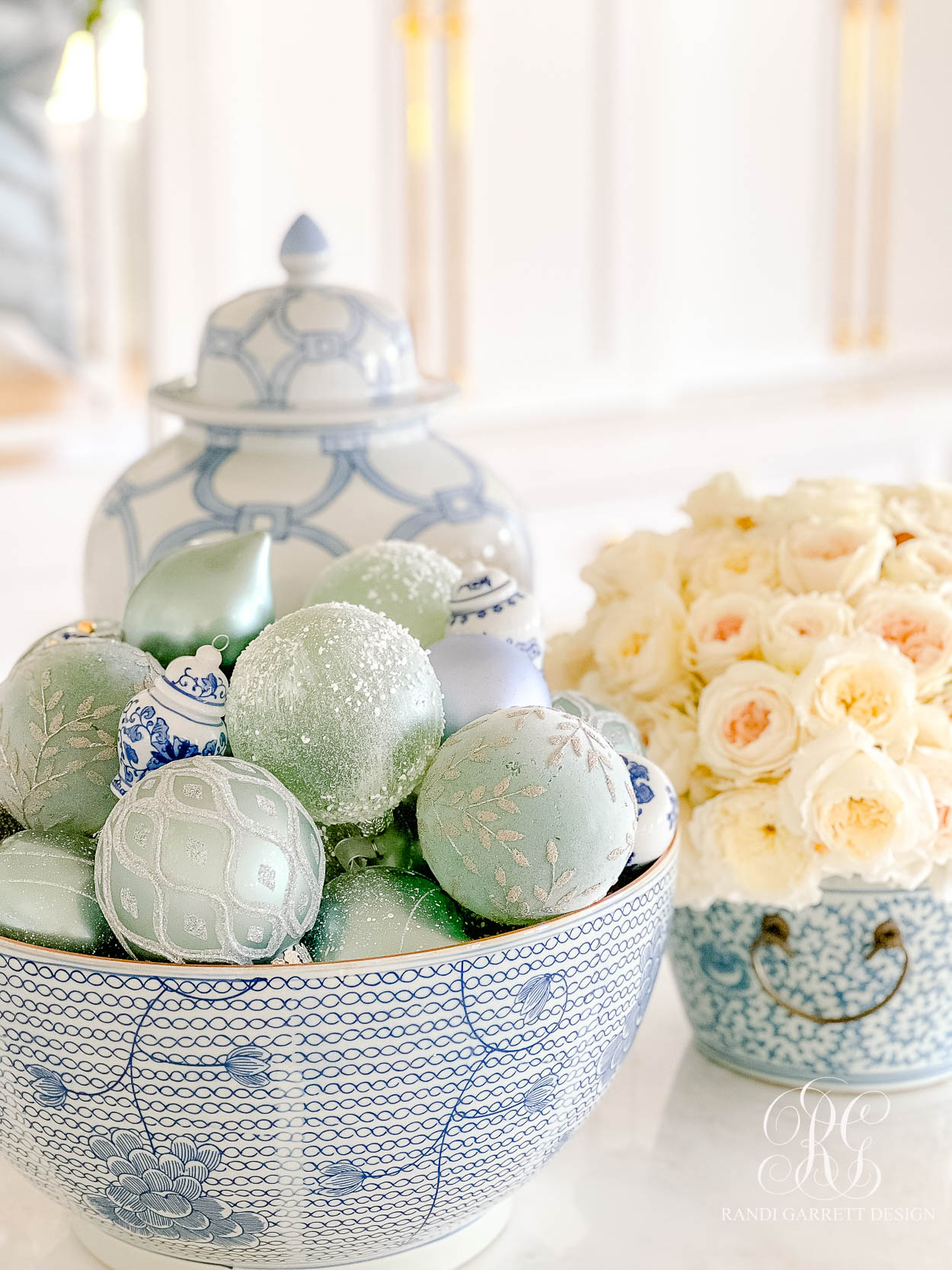 Blue and White Christmas Kitchen