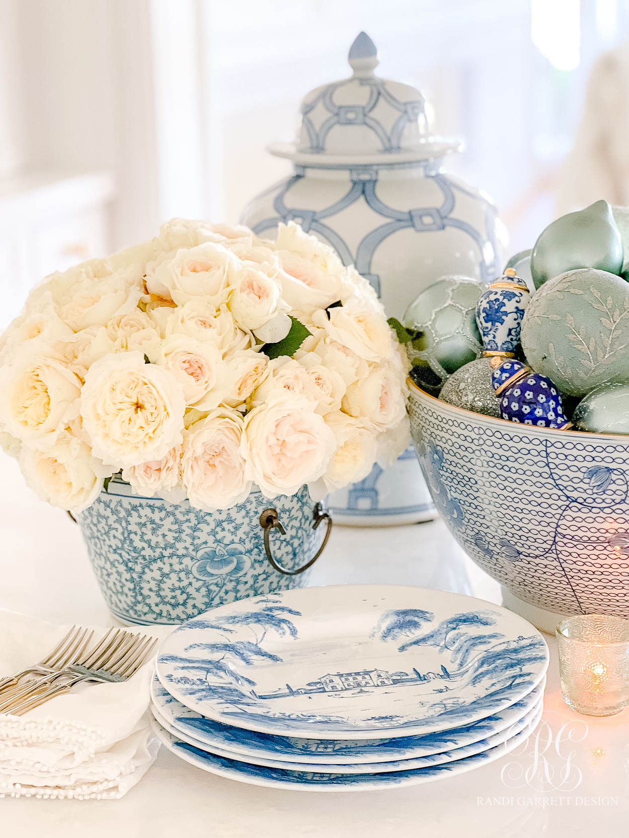 Blue and White Christmas Kitchen