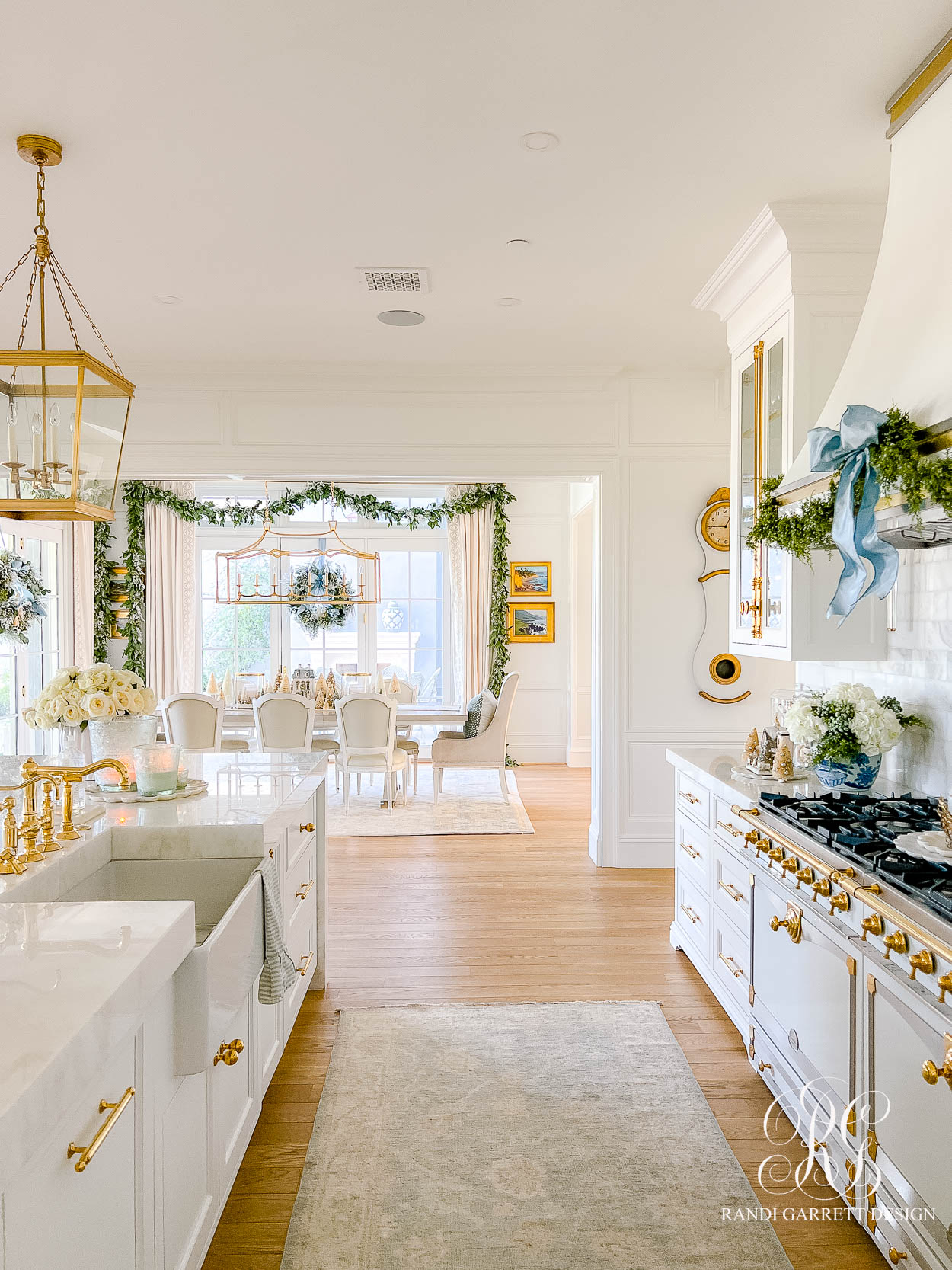 Blue white Christmas kitchen