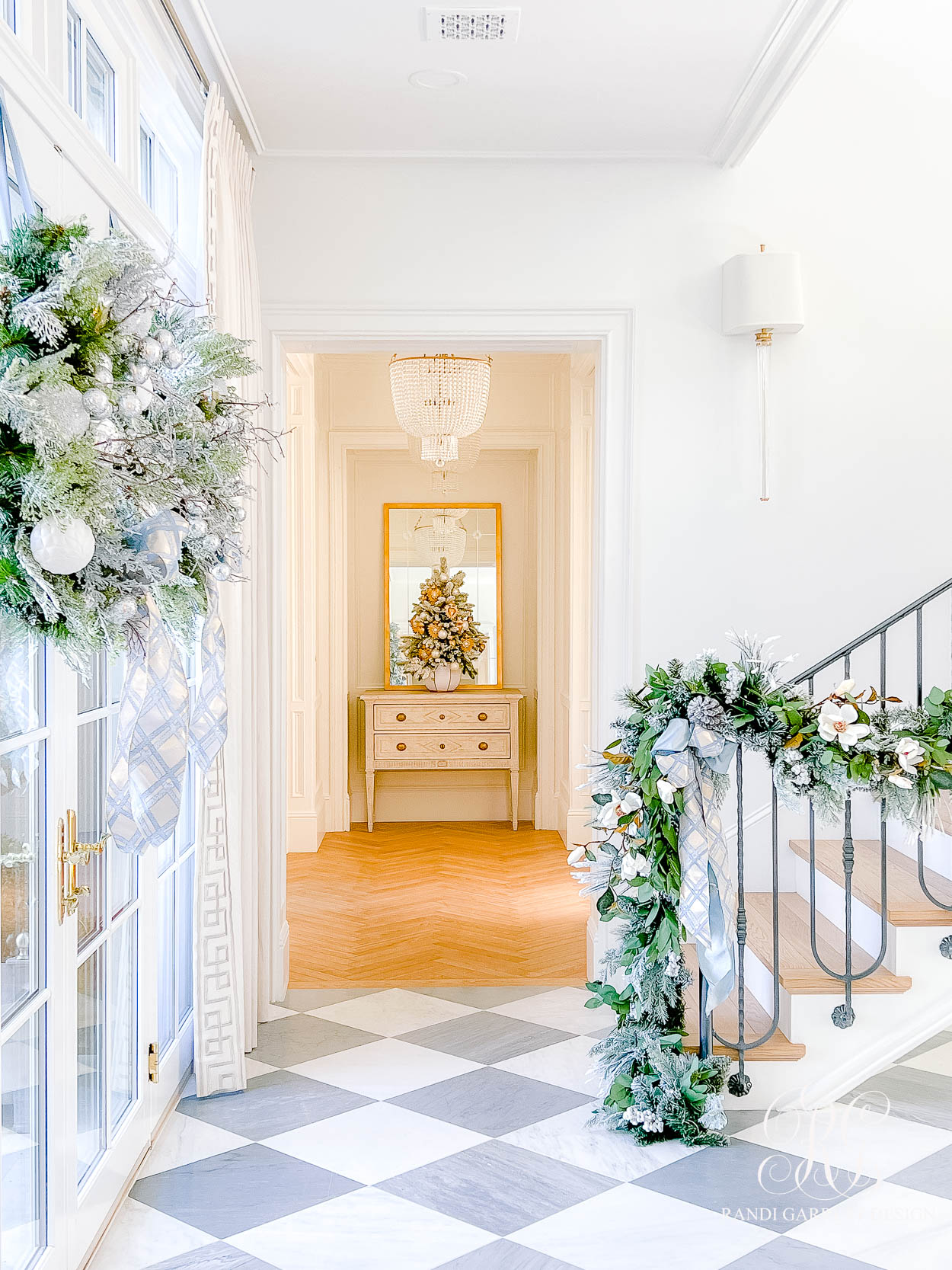 The Wren's Blue + White Christmas Entryway