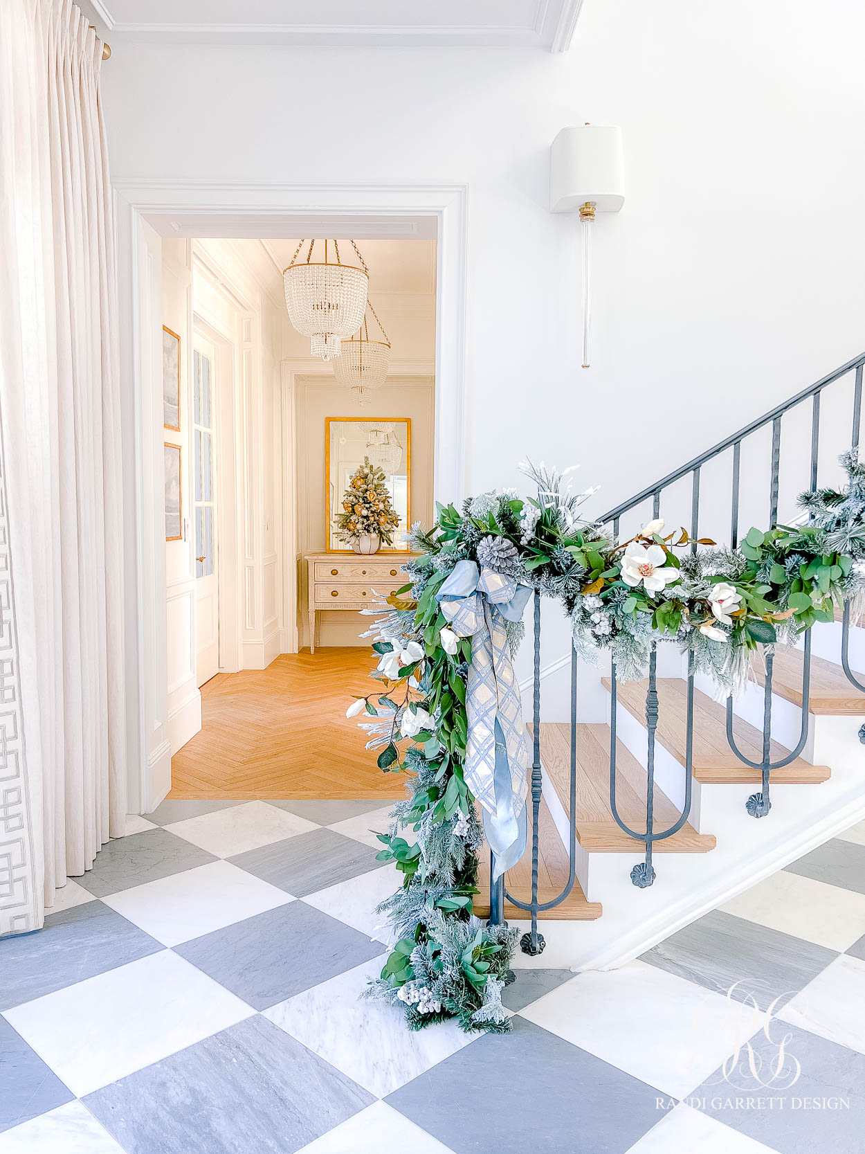 Christmas stair garland magnolia pine eucalyptus 