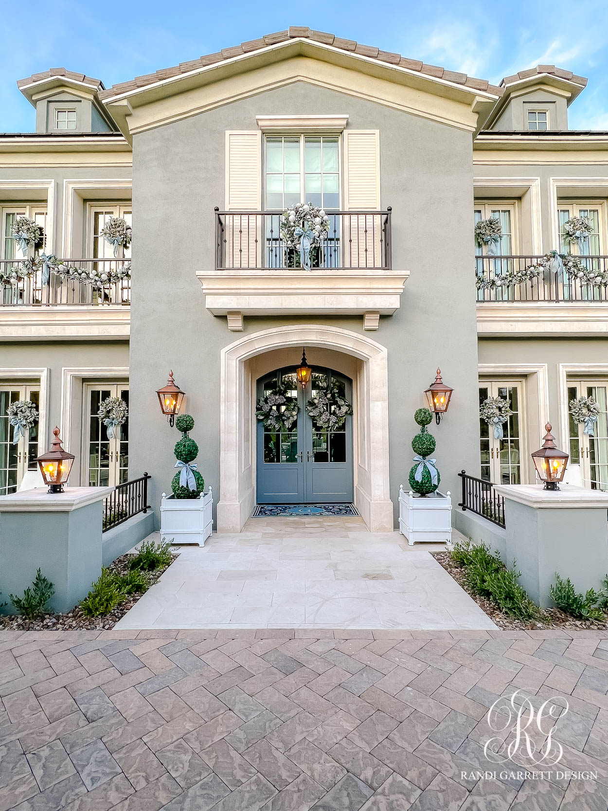 The Wren's Blue + White Christmas Entryway Gray French home