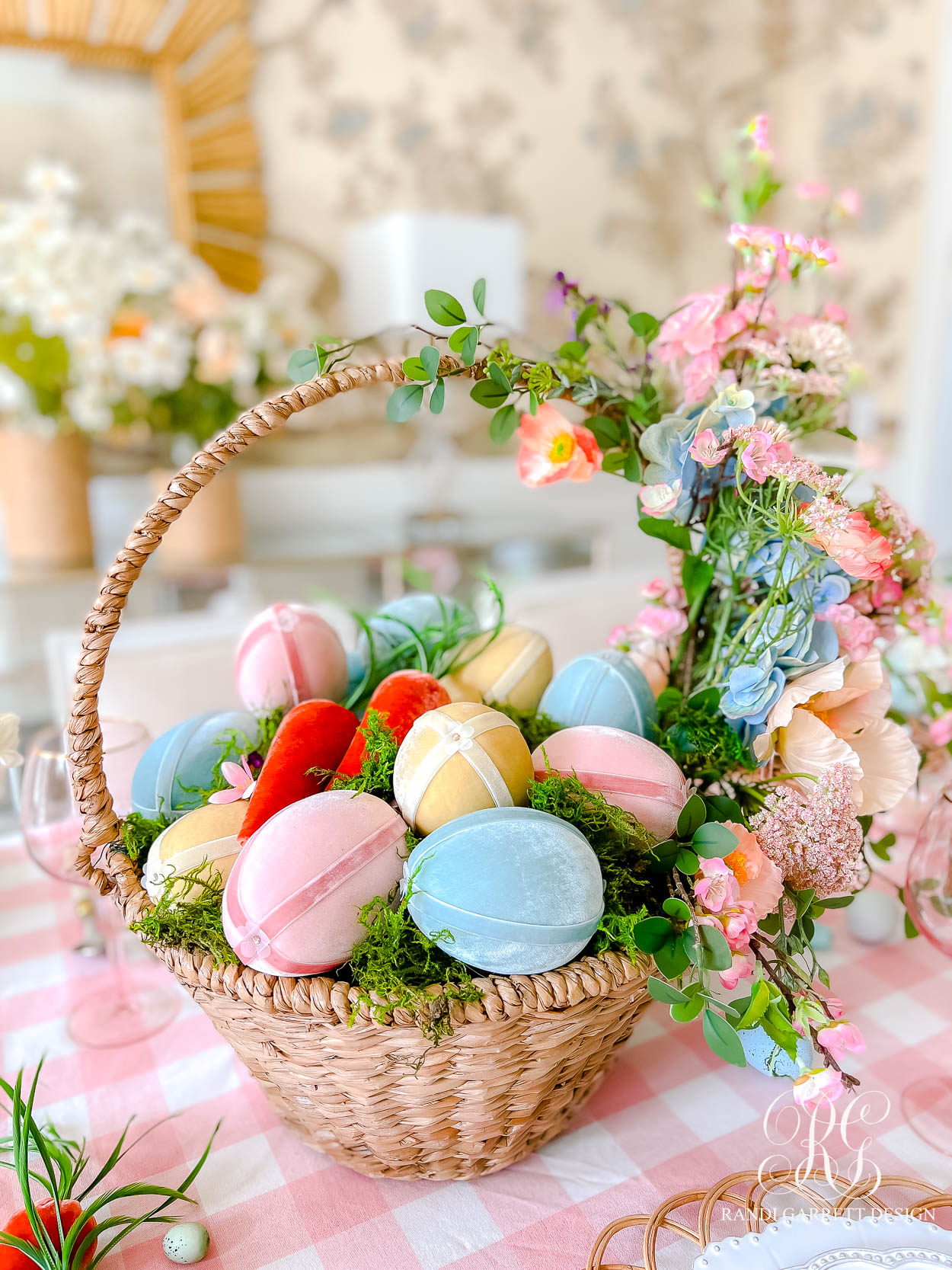 Floral handle Easter basket