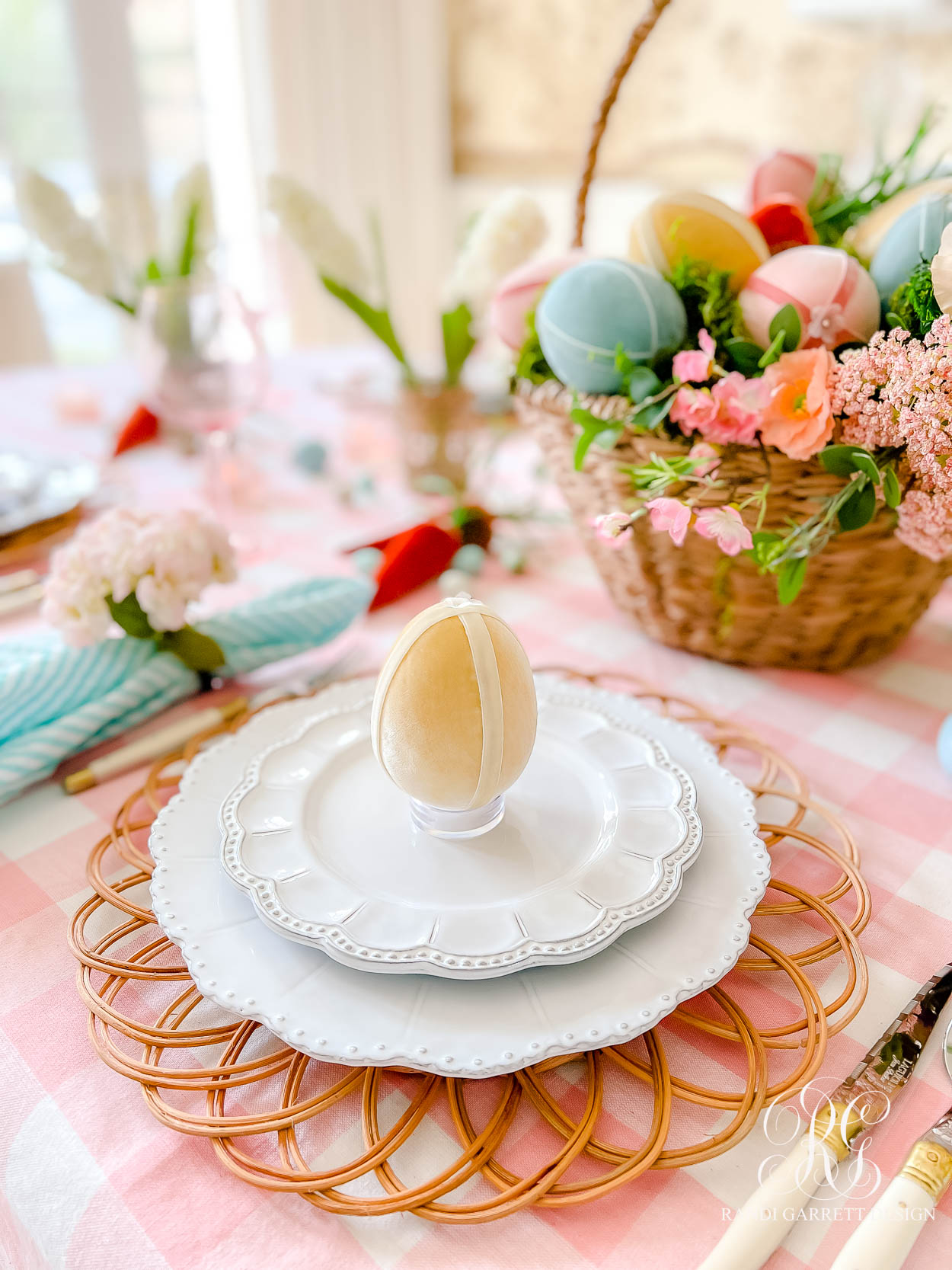 Velvet Egg Easter Table white dishes