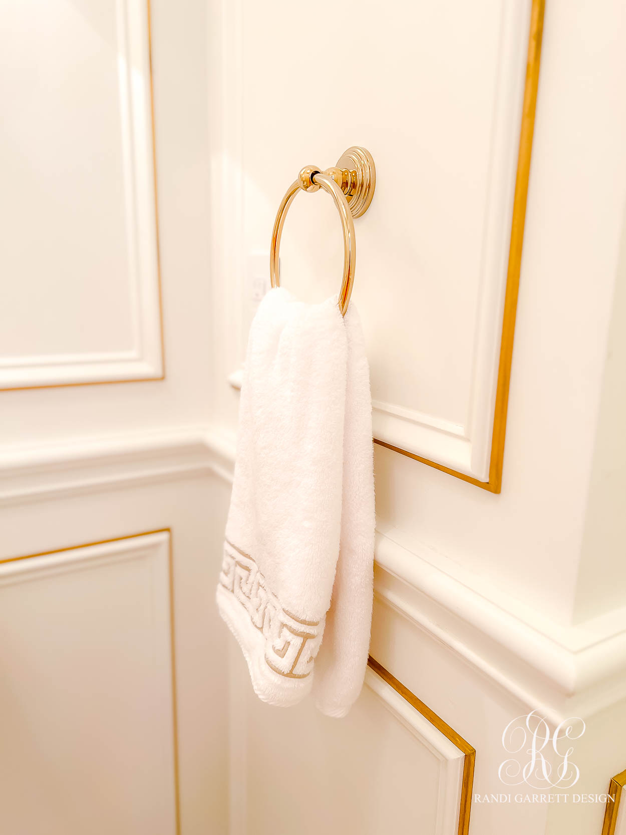 Greek Key embroidered hand towels