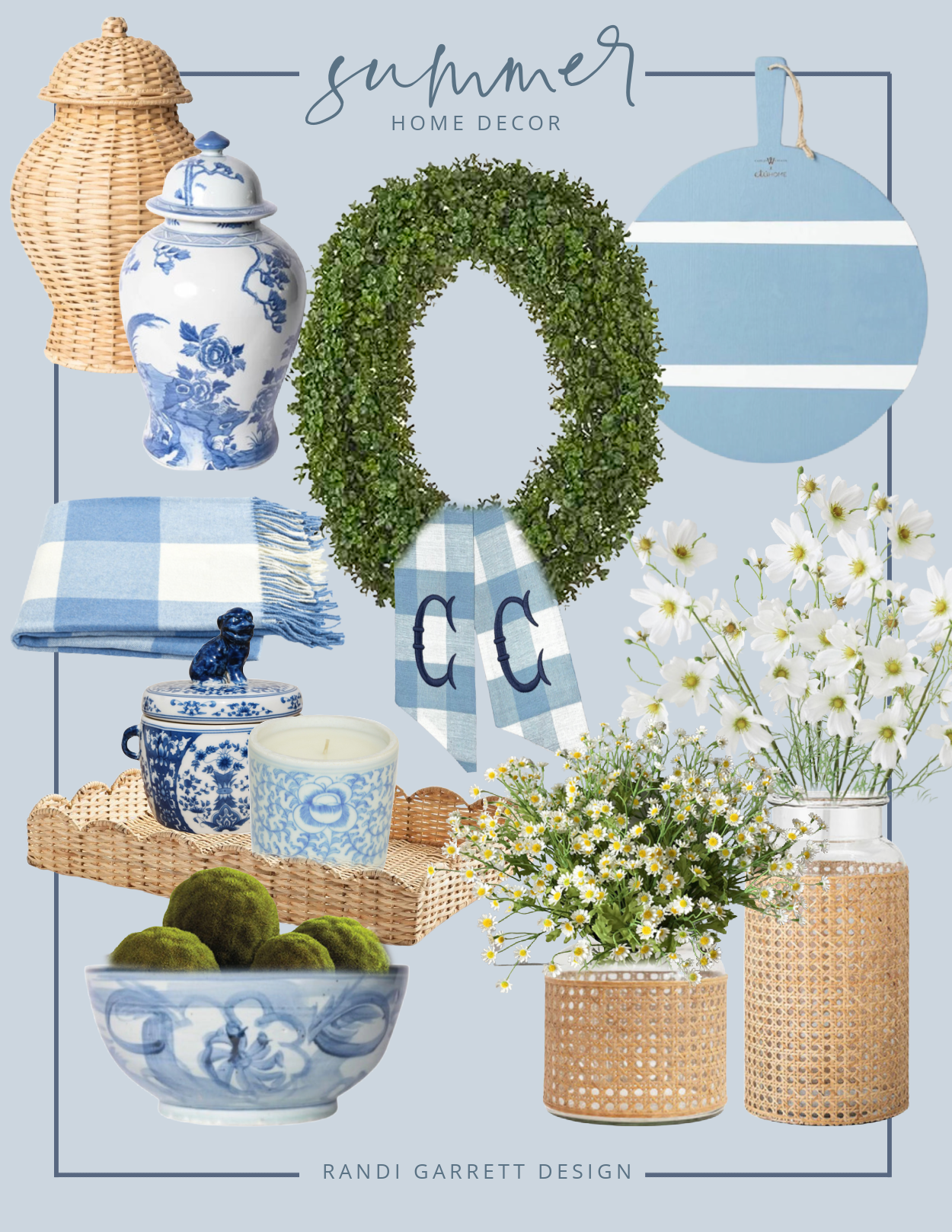 Blue and White Summer Decor 