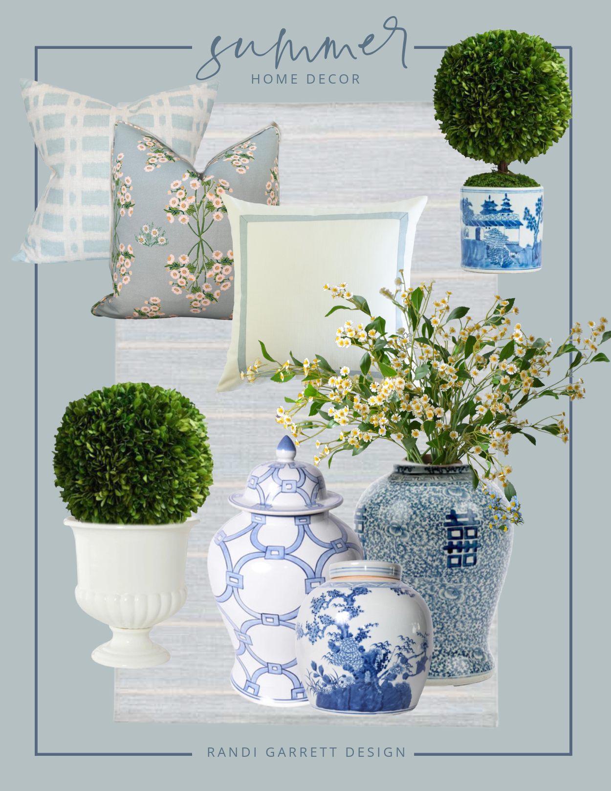 Blue and White Summer Decor 