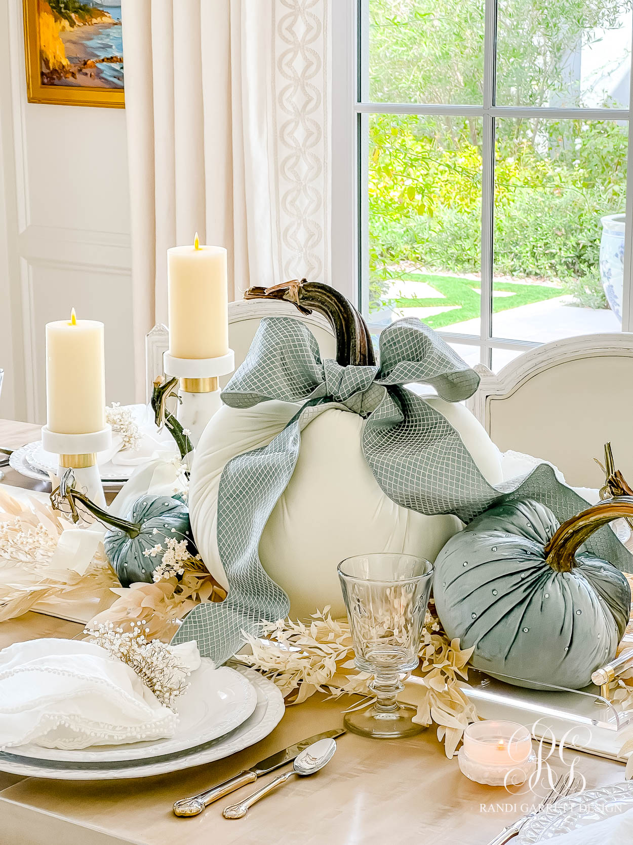 Blue and White Luxe Fall Table