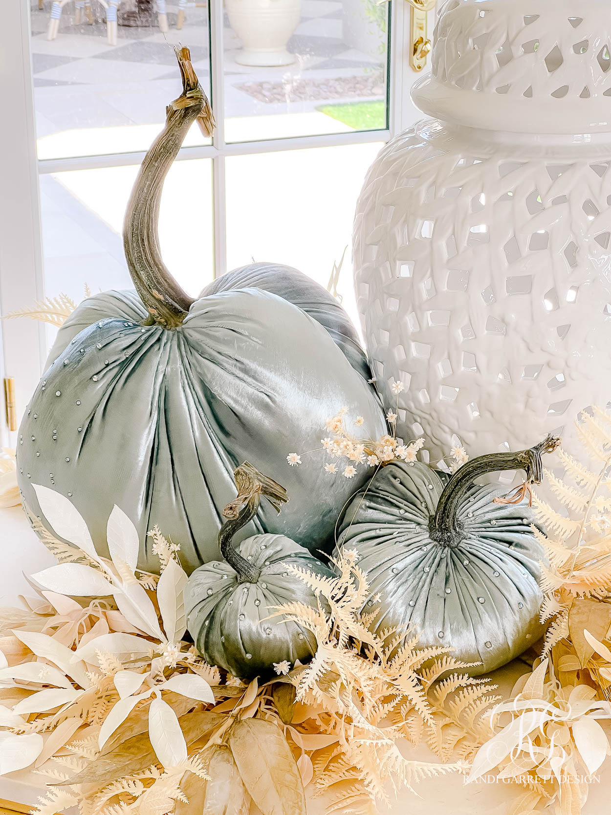 blue pumpkins fall decor