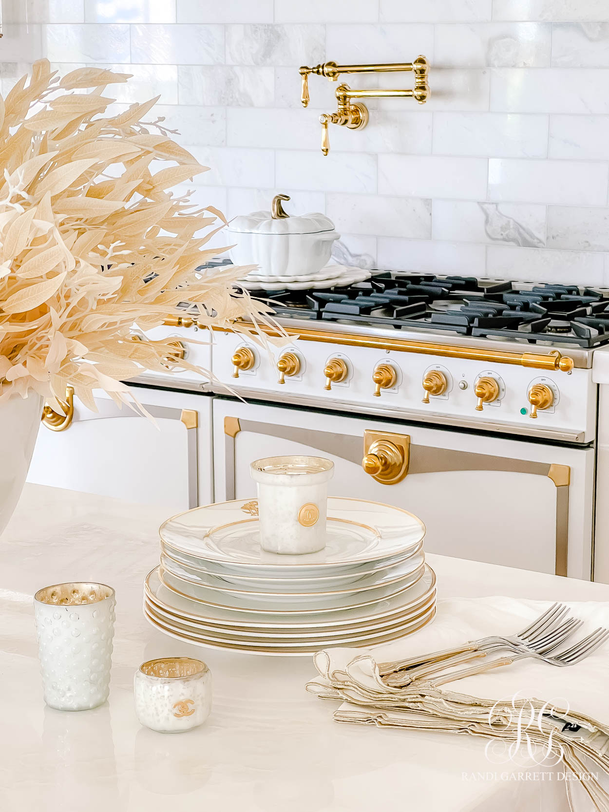 white gold fall decor