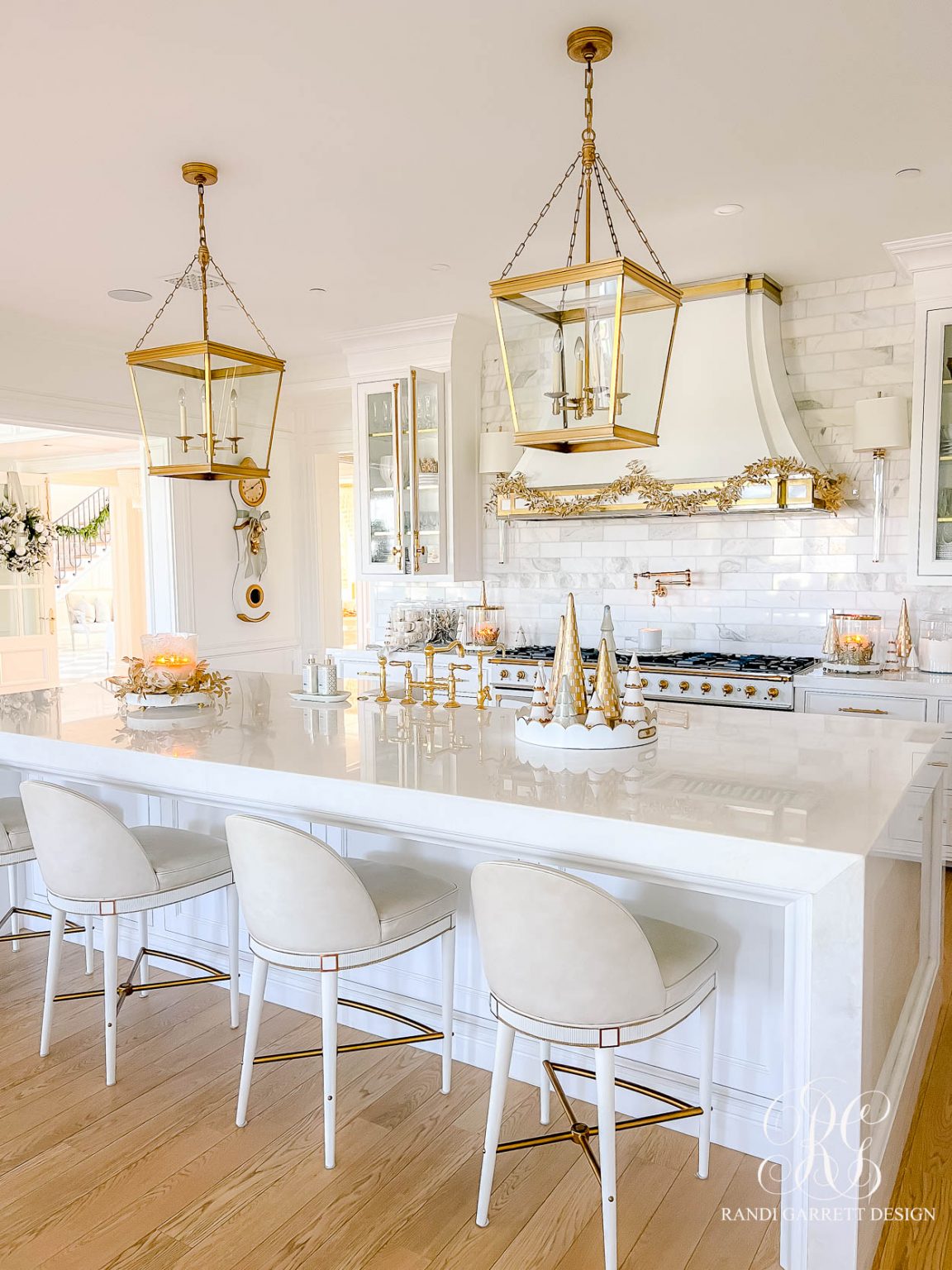 White and Gold Christmas Kitchen - Randi Garrett Design