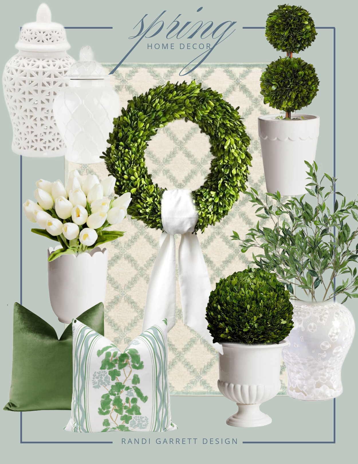 Green and white spring decor ideas