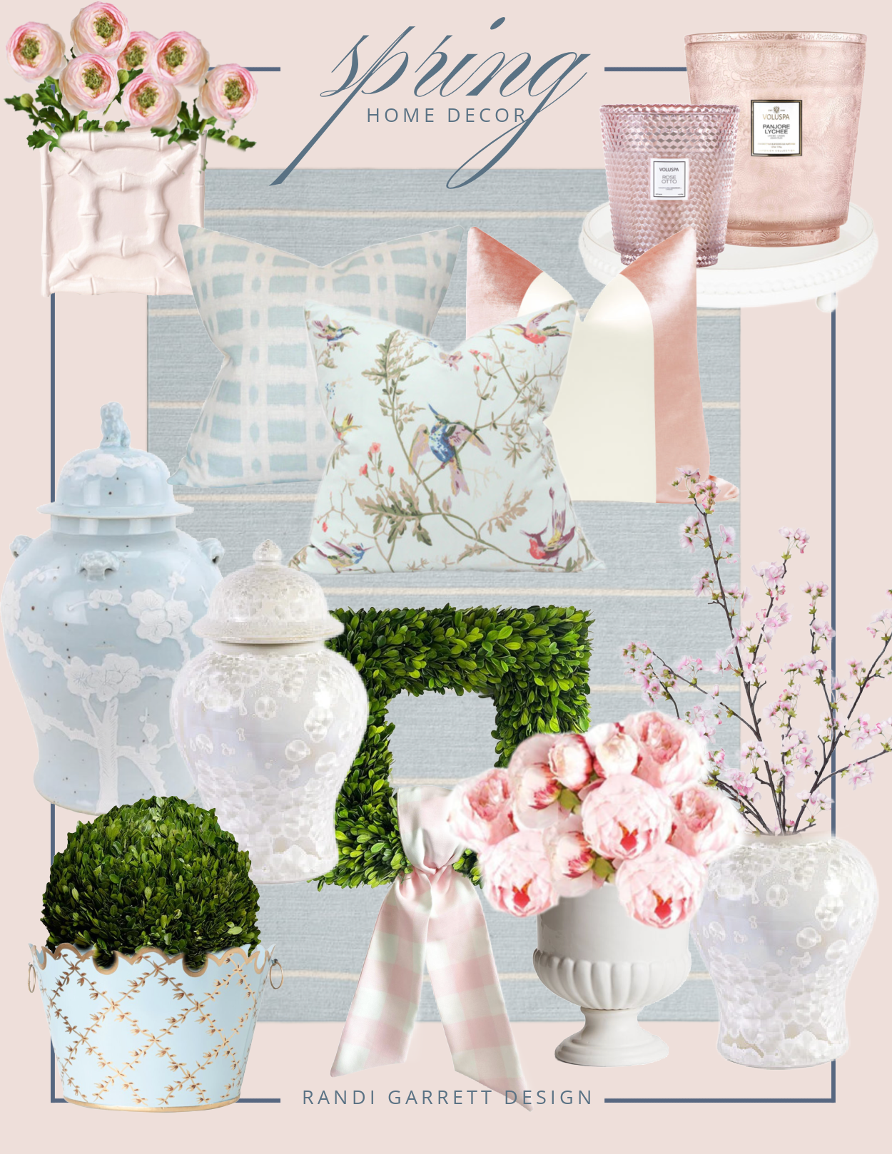 pink blue spring decor ideas