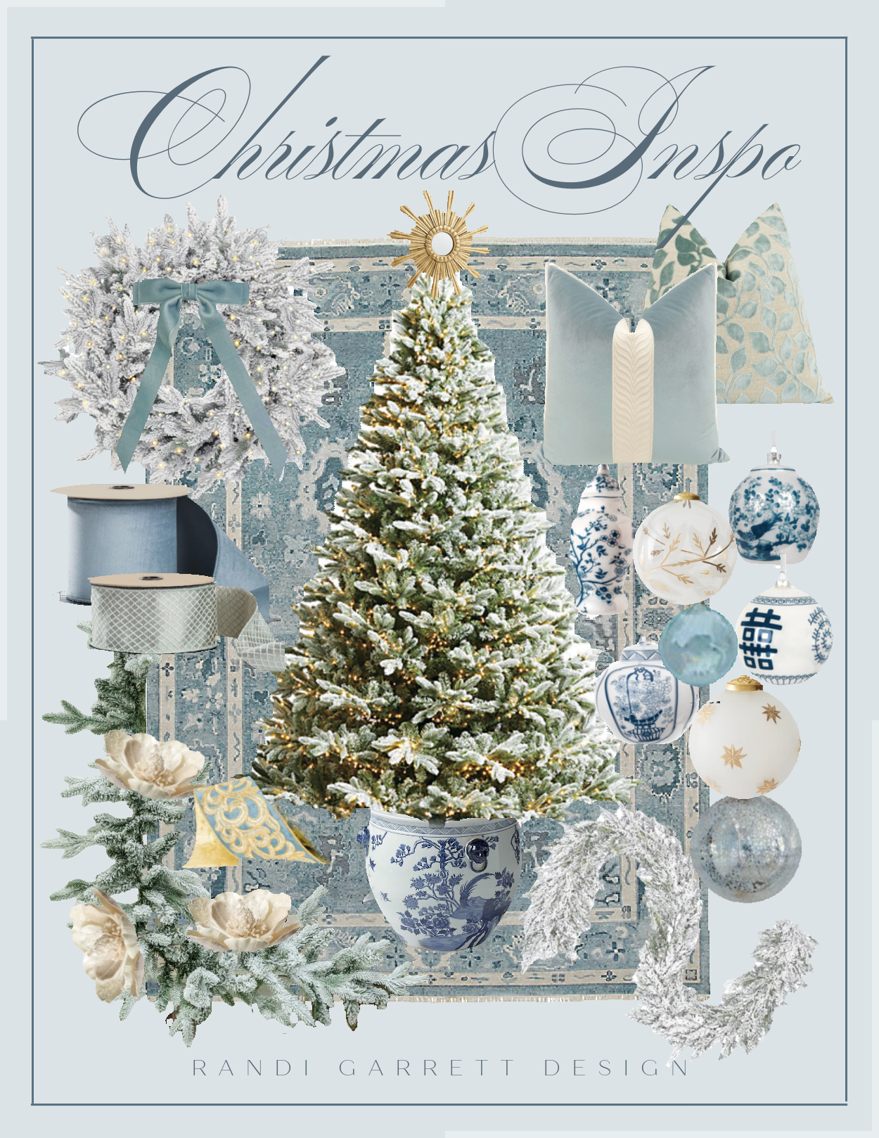 Christmas Decor Inspo Blue and white