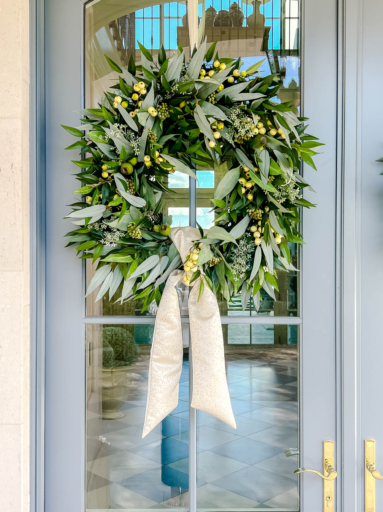 Luxe Fall Entryway eucalyptus wreaths