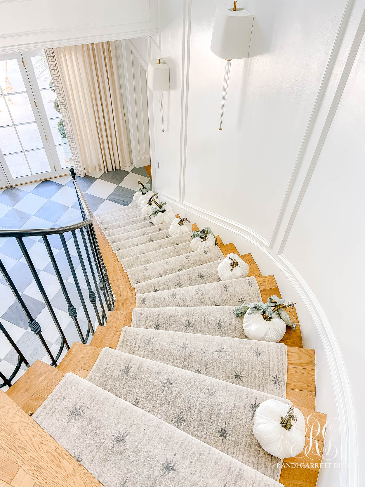 Luxe Fall Entryway velvet pumpkins