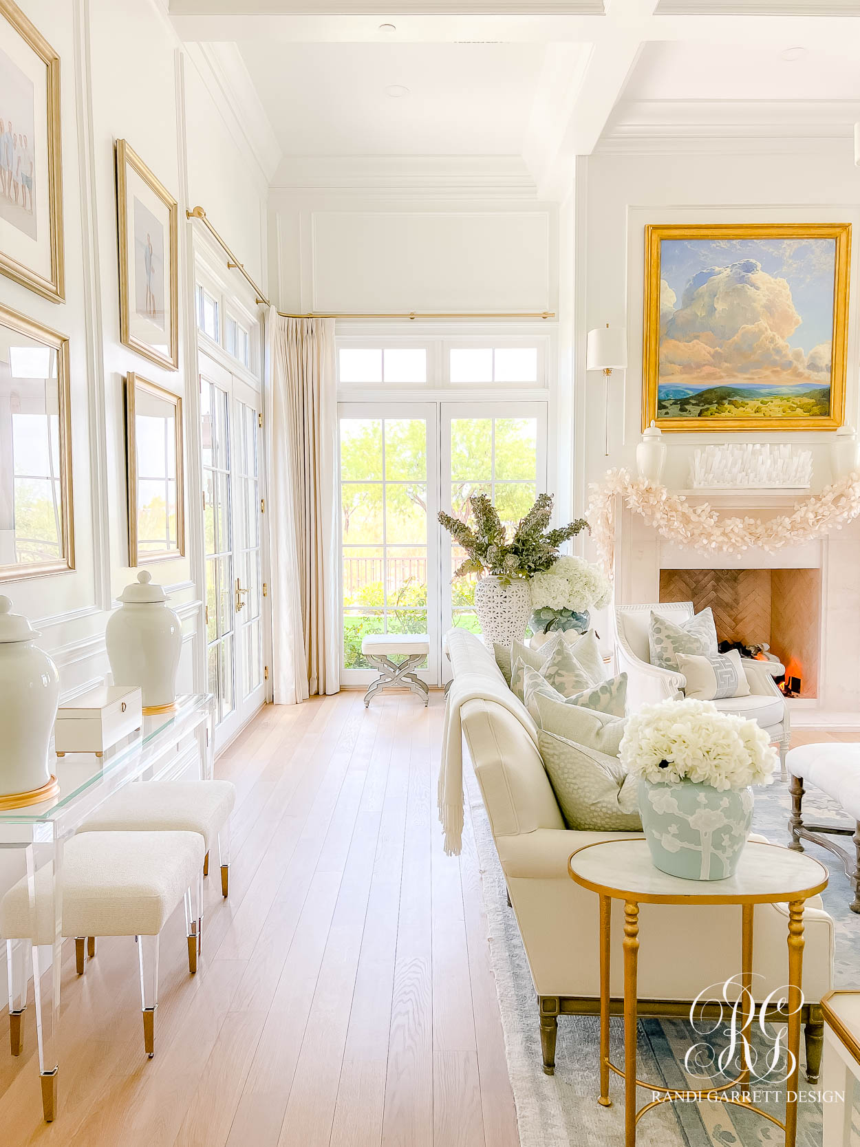 Luxe Blue and White Fall Family Room 