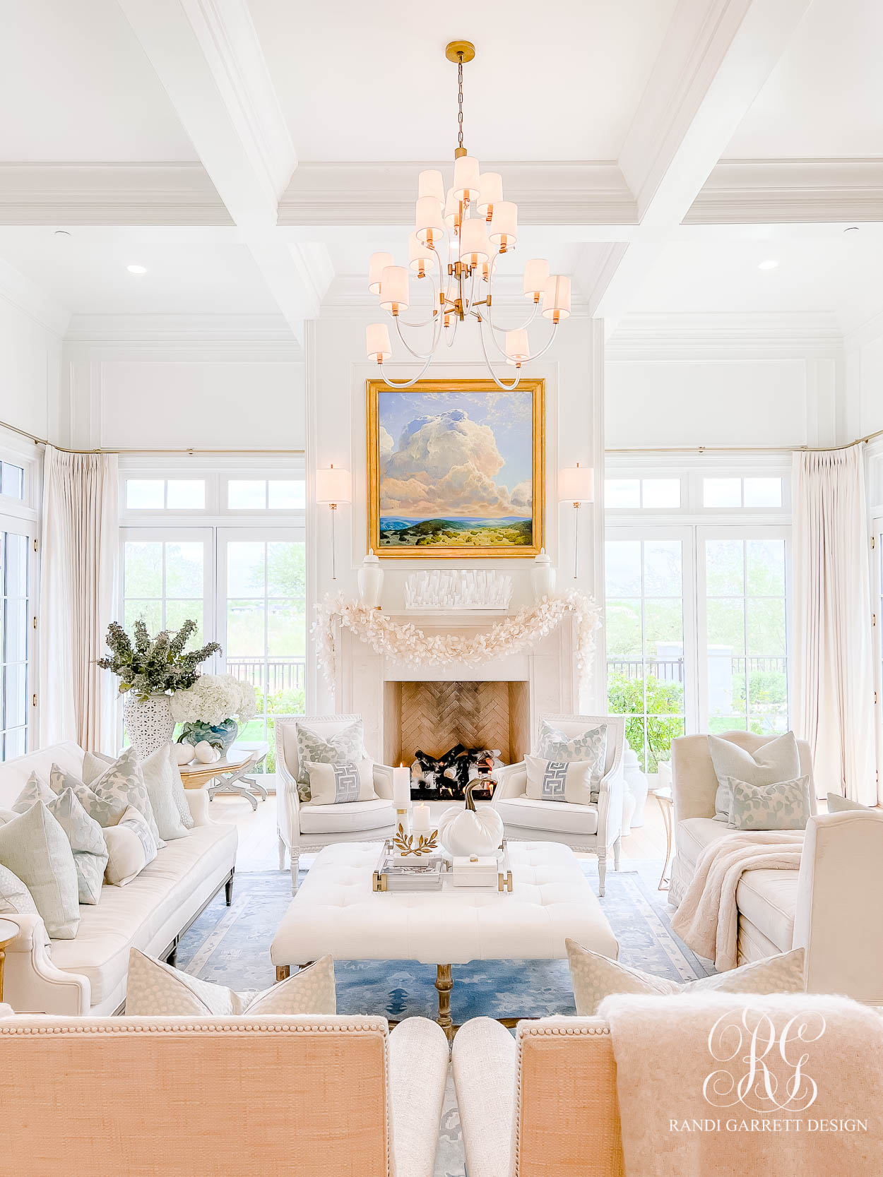 Luxe Blue and White Fall Family Room 