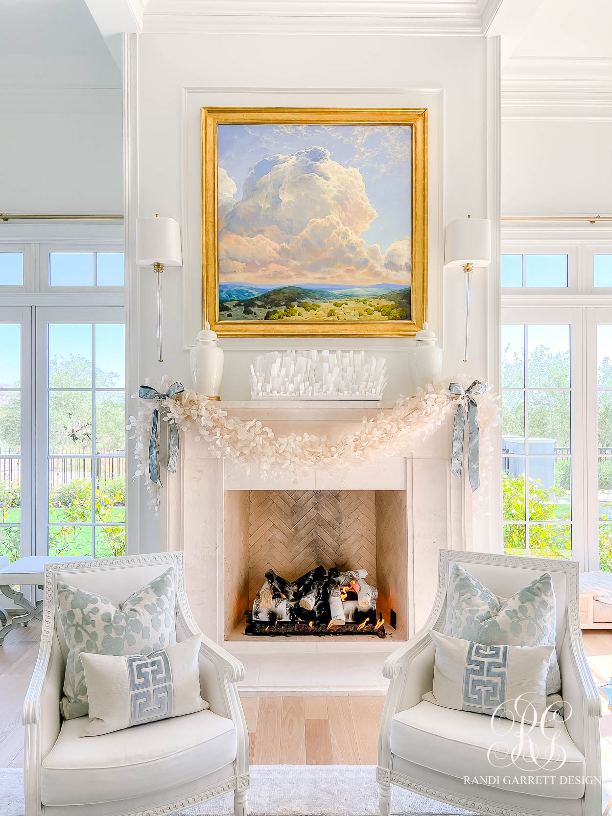 Luxe Blue and White Fall Family Room 