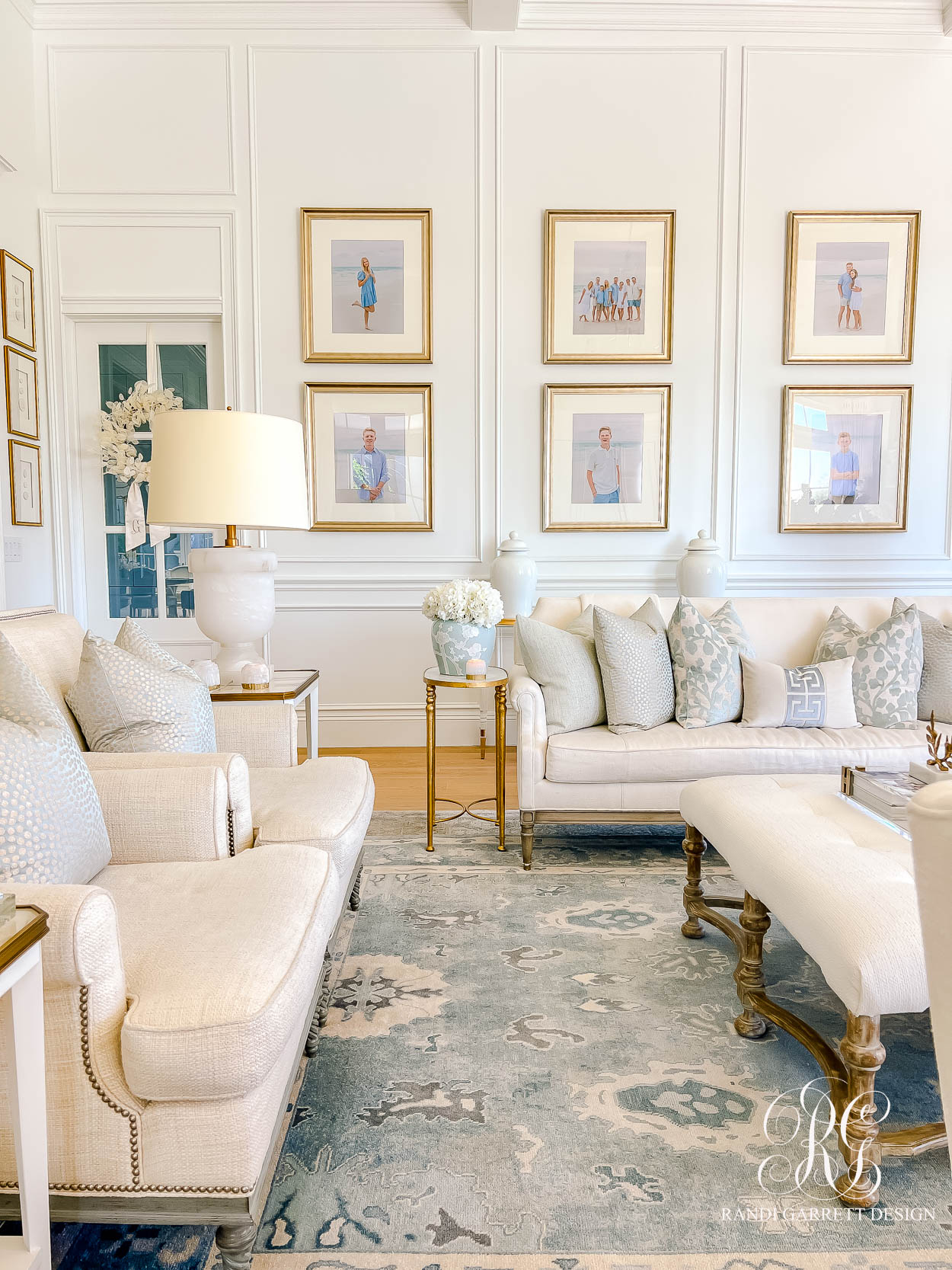 Luxe Blue and White Fall Family Room 