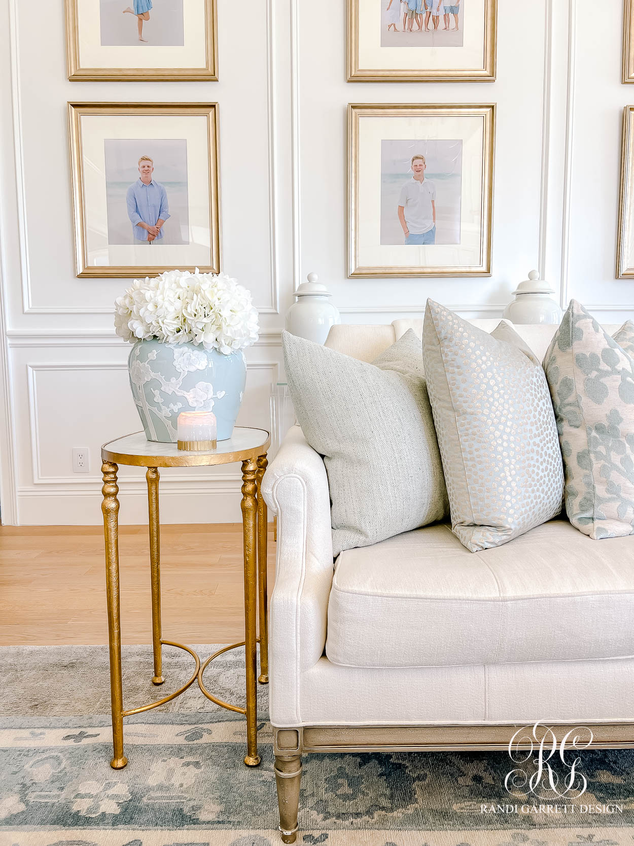 Luxe Blue and White Fall Family Room 