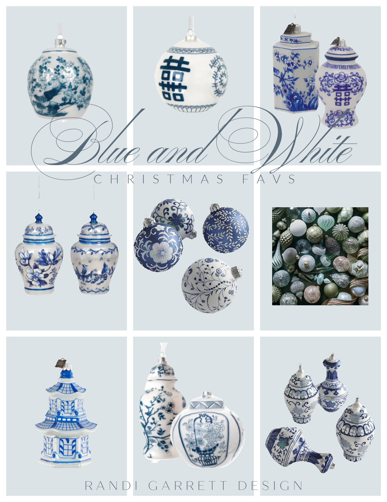 Blue white Christmas Ornaments