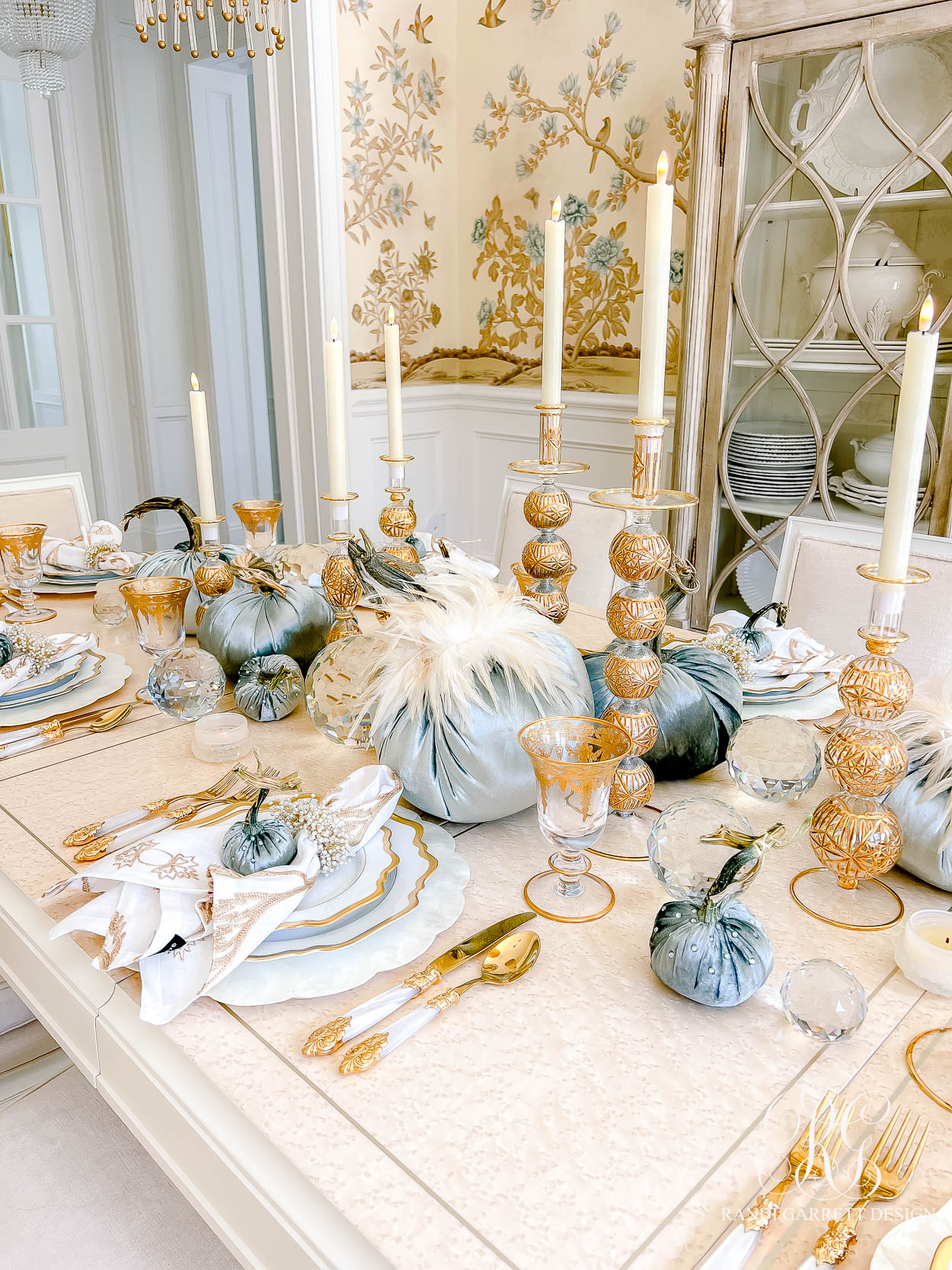 Blue and Gold Luxe Fall Table