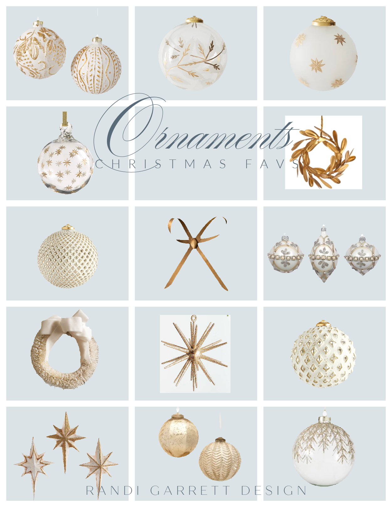 White gold Christmas ornaments