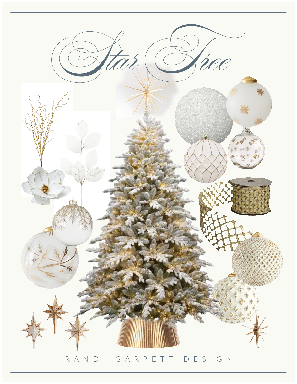 White Gold Star Christmas Tree