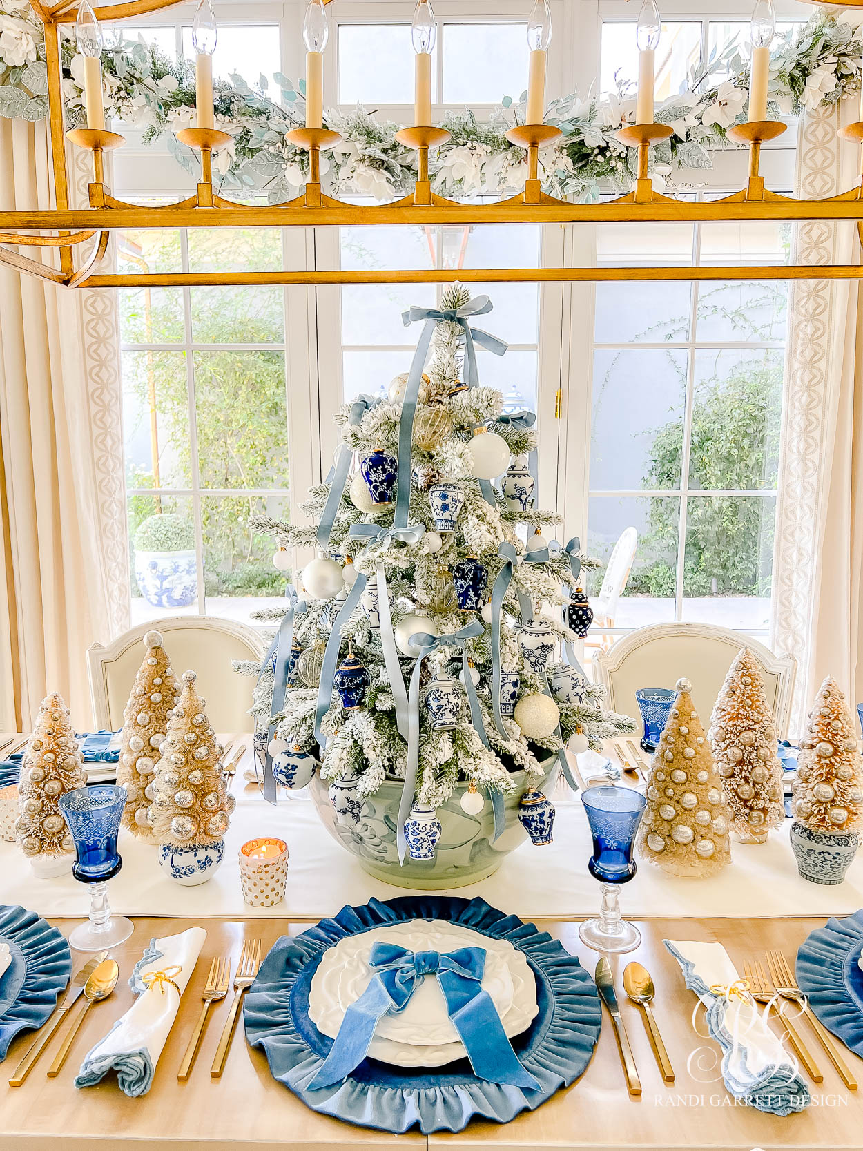 Velvet Bow Christmas Table and Styled Dining Room