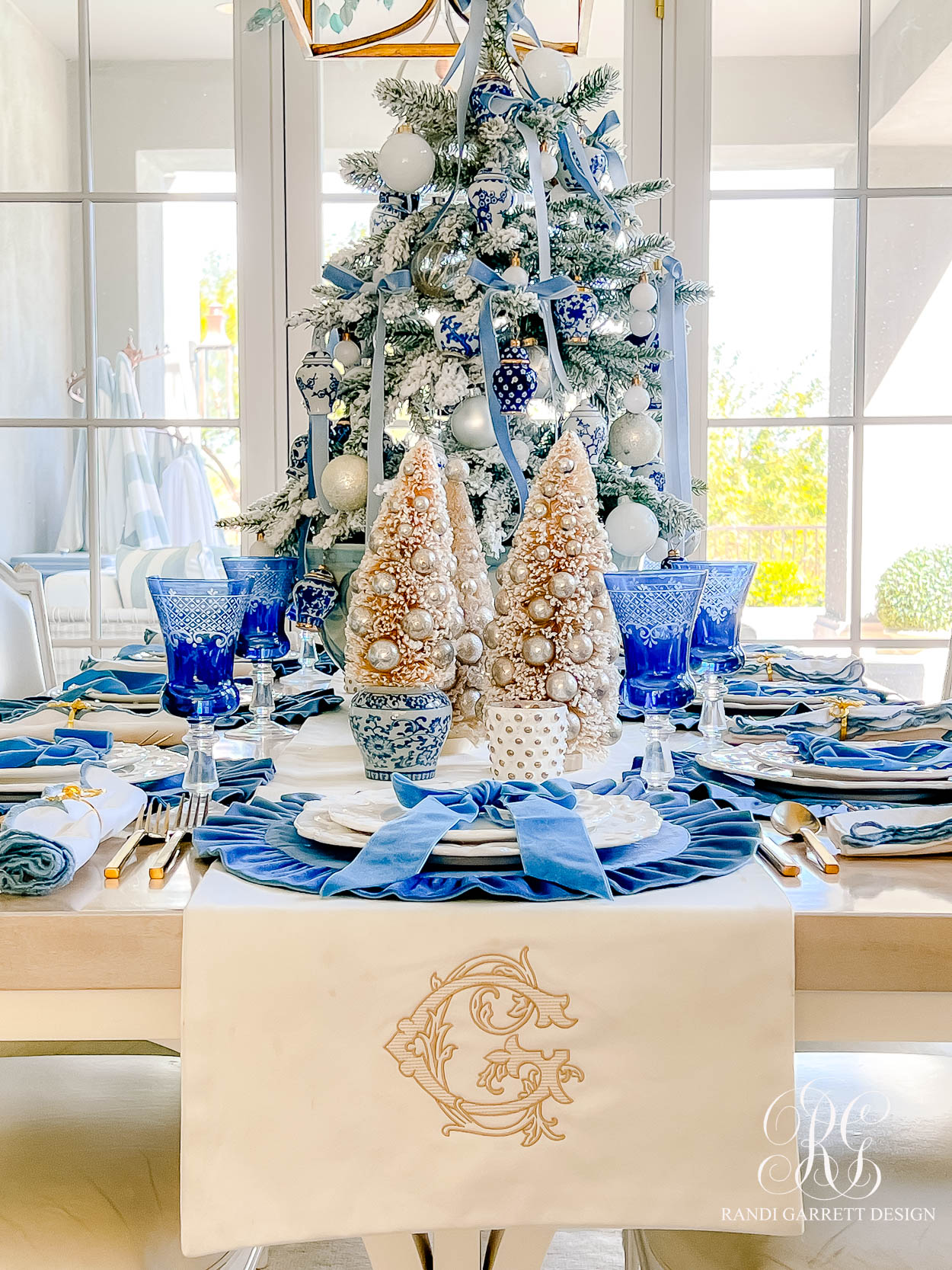 Velvet Bow Christmas Table and Styled Dining Room