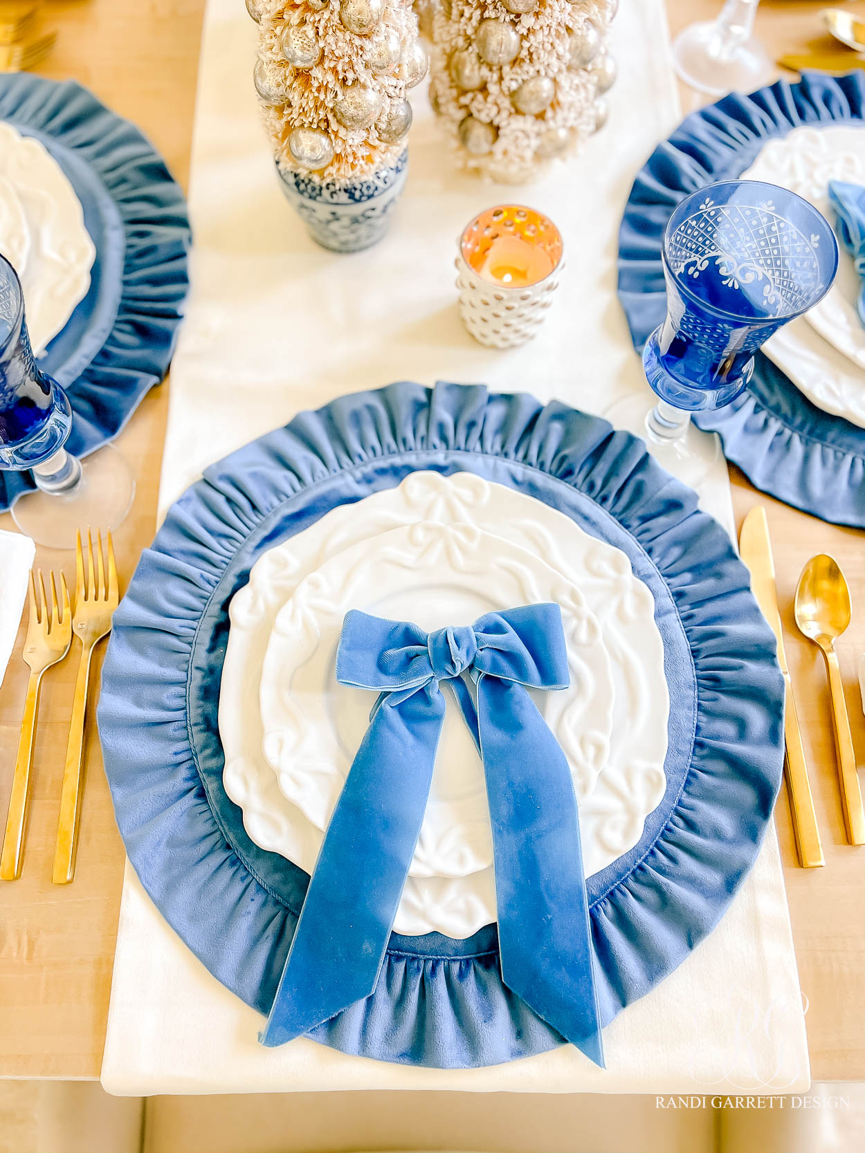 Velvet Bow Christmas Table and Styled Dining Room