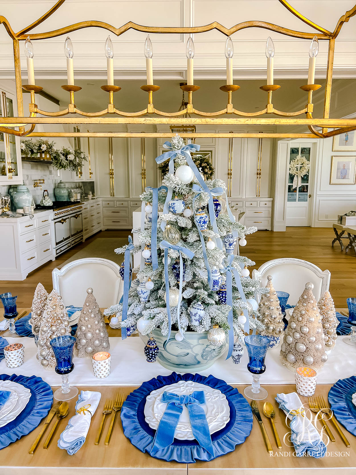 Velvet Bow Christmas Table and Styled Dining Room